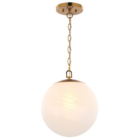 Vaxcel Monticello Brass Gold Globe Pendant Fixture, White Alabaster Glass Shade P0443