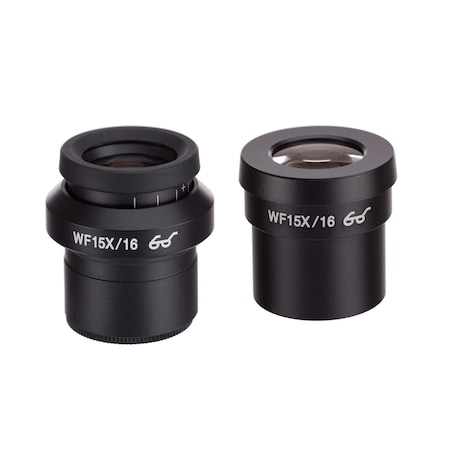 Amscope Pair of Extreme Widefield 15X Eyepieces (30mm) with One Focusable EP15X30F