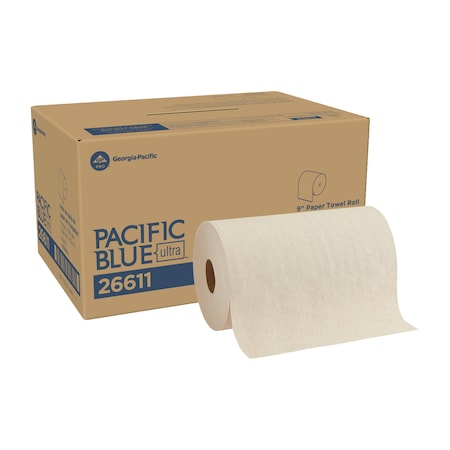 Georgia-Pacific Pacific Blue Ultra Hardwound Paper Towels, 1 Ply, Continuous Roll Sheets, 500 ft, Brown, 6 PK 26611