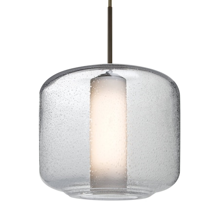 Besa Lighting Besa Niles 10 Pendant, Clear Bubble/Opal, Bronze Finish, 1x 5W MAX E26 Base 1JT-NILES10CO-LED-BR