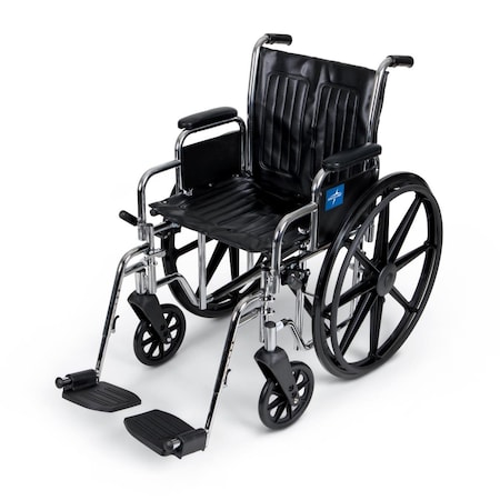 Medline Excel Wheelchair, Removable Desk-Length Arms, Swing-Away Footrests, 300 lb. Capacity, 20in MDS806400