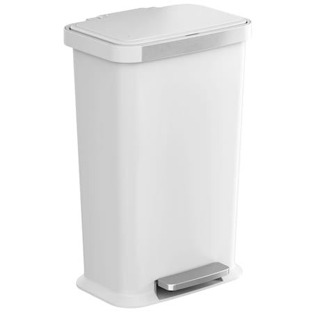 Hls Commercial 13.2 Gallon / 50 Liter Step Pedal Commercial Trash Can White Plastic HLSPL13WWP