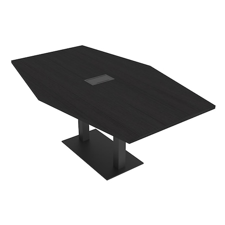 Skutchi Designs Hexagon Conference Table With Power Unit, 48 in W, 84 in L, White HAR-HEX.IR-48X84-DOU.BK-WA7976-NA