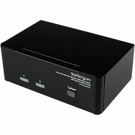 Startech.Com 2 Port DVI VGA Dual Monitor KVM Switch USB with Audio & USB 2.0 Hub SV231DDVDUA