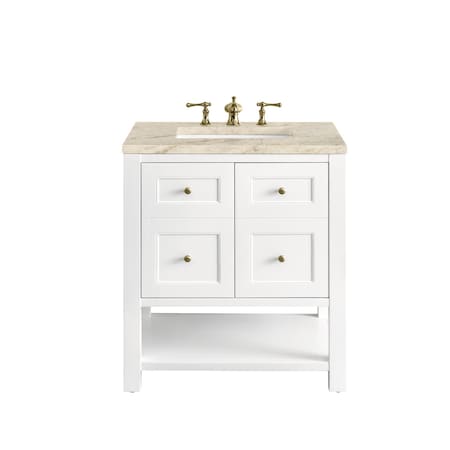 James Martin Vanities Breckenridge 30" Single Vanity, Bright White, w/ 3 CM Tajnar Eclos Top 330-V30-BW-3TJR