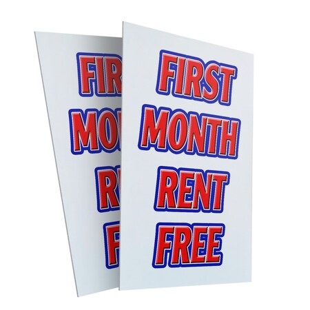 Signmission First Month Rent Free, Plastic Signs Only 24 Inch x 36 Inch, Corrugated Plastic, 2PK CSB-2436-2PACK-First Month Rent Free