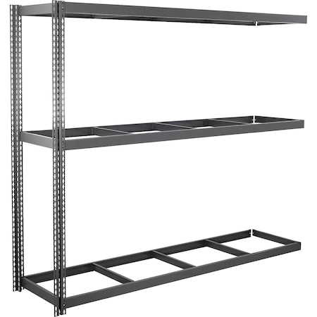 Global Industrial 3 Shelf, Heavy Duty Channel Boltless Shelving, Add On, 96"W x 48"D x 96"H, No Deck B3163989