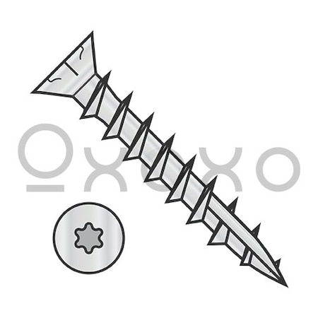 Oxoxo 6X3/4 6 Lobe Flat Nibs Deck Screw Type 17 Full Thread Zinc Bake 1,000HR Salt Spray, 10000PK 618419