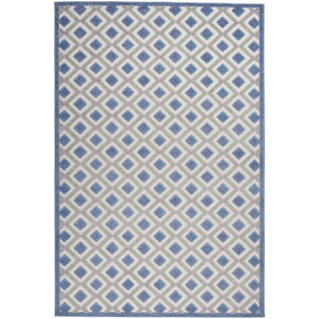 Homeroots 4' X 6' Blue And Gray Geometric Indoor Outdoor Area Rug 546855