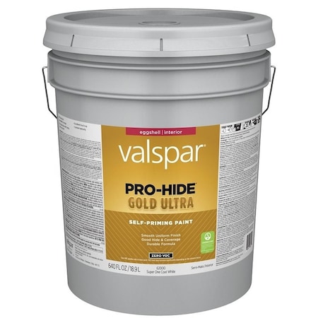 Valspar Pro-Hide Gold Ultra 6200 Latex Paint, Acrylic Base, Eggshell Sheen, Super One Coat White 028.0062000.008