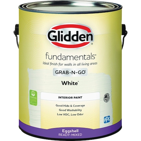 Glidden Fundamentals Grab-N-Go Eggshell Interior Paint Wht 1 Gal. GLFIN50WHT/01
