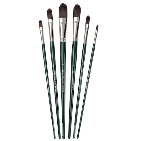 Silver Brush Ruby Satin Long Filbert Brushes, 6-Piece Set RS-2595