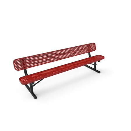 Mytcoat 8ft Outdoor Bench with Back, Portable, Red, Punched Steel, Textured Coating 804221