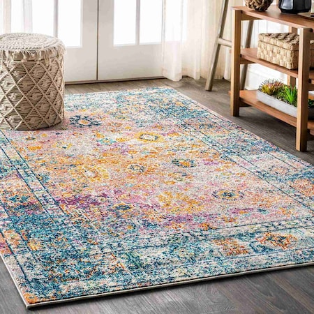 Jonathan Y Bohemian FLAIR Boho Vintage Medallion Cream/Navy 5 ft. x 8 ft. Area Rug BMF103A-5
