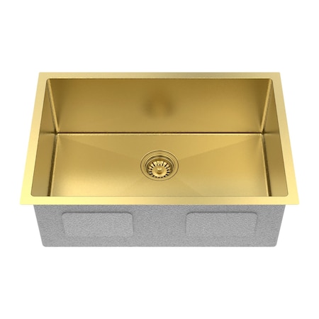 Homeroots 10in X 27in Gold Stainless Steel Undermount Kitchen Sink 719939