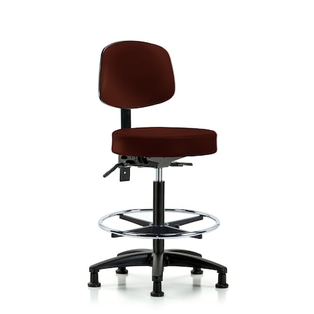 Blue Ridge Ergonomics Bench Stool, Hi, Vin, Bk, CF, Glides, Burg BR-VHBST-RG-T0-CF-RG-8569