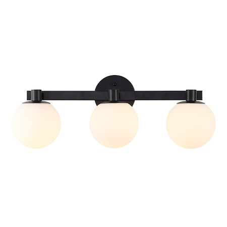 Jonathan Y Modernist Globe 24" 3-Light Metal/Frosted Glass Modern Contemporary LED Vanity, Black JYL3542B