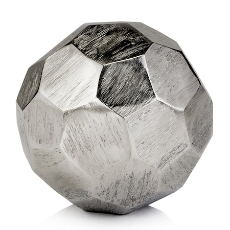 Homeroots 4" Silver Rough Hewn Faceted Sphere 354638