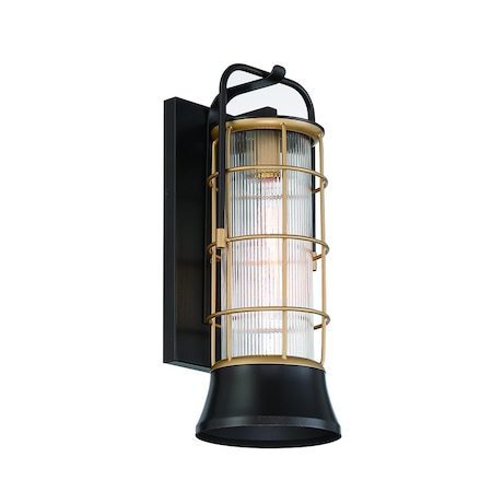 Eurofase Rivamar Traditional Incadescent Outdoor Lantern, 1-Light, Cylinder, Dimmable, Bronze/Gold/Glass 44263-010