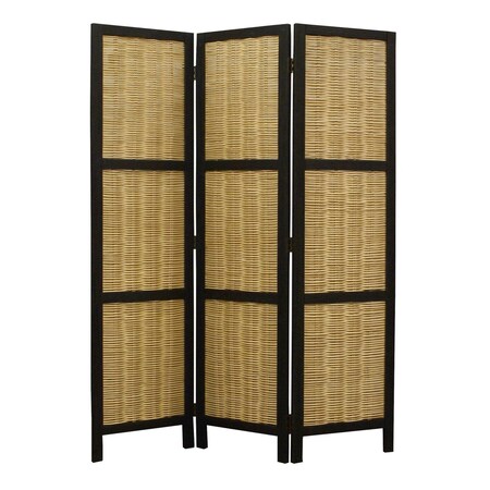 Homeroots 67" Brown Folding Three Panel Screen Room Divider 274670