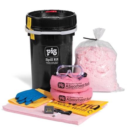 Pig Spill Kit, 20 in L, Bucket, 6 gal Absorbed KIT638