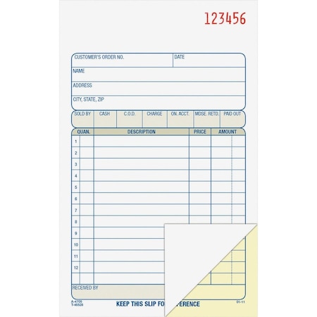 Cardinal Brands Adams, 2-Part Sales Book, 6 11/16 X 4 3/16, Carbonless, 50PK DC4705