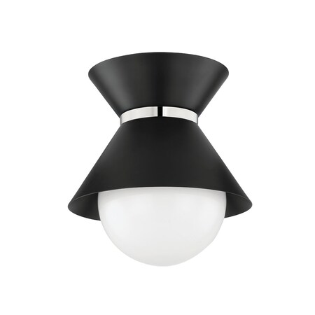Troy Lighting Scout 1 Light Flush Mount 10 In. Soft Black/Polished Nickel C8610-SBK/PN