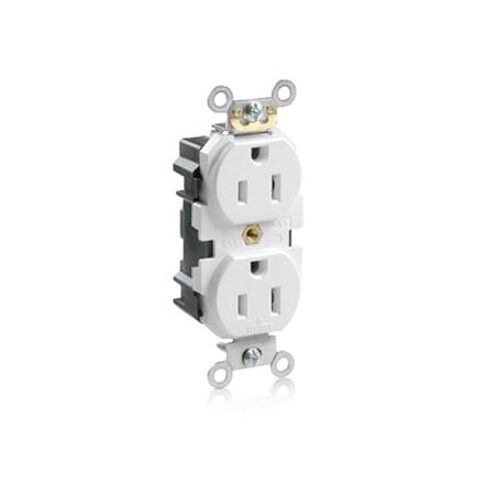 Leviton Lev-Lok Commercial Grade Duplex Receptacle, 15 Amp, 125 Volt M5262-SW