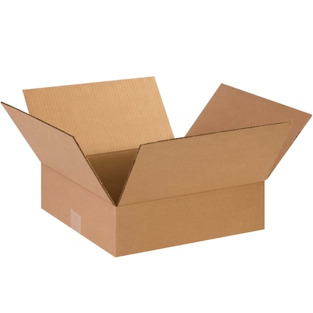 Partners Brand Flat Corrugated Boxes, 14" x 14" x 3", Kraft, 25/Bundle 14143