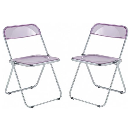 Leisuremod Lawrence Acrylic Folding Chair with Metal Frame, Magenta, 2PK LF19PU2