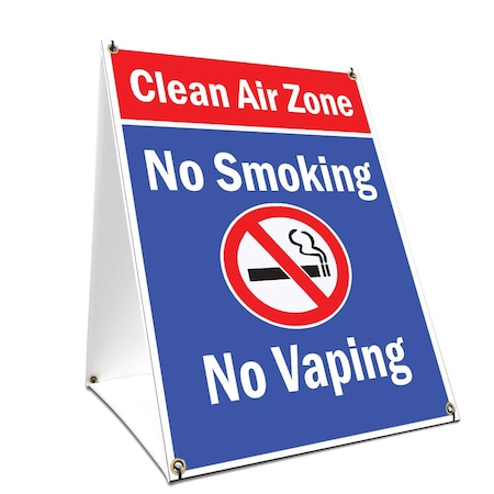 Signmission Clean Air Zone No Smoking No Vaping, 24 Inch x 18 Inch A-frame Yard Sign SBC-1824-Clean Air Zone No Smoking No Vaping