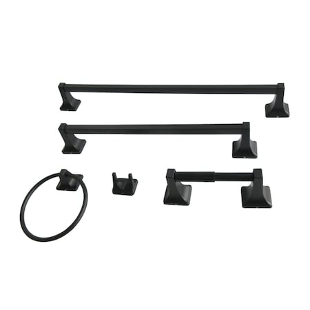 Kingston Brass 5-Piece 18" and 24" Towel Bars Bathroom Accessory Set, Matte Black BAHK60212478K