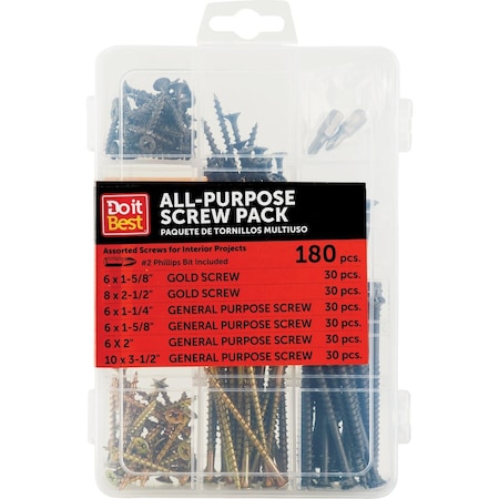 Do It Best All-Purpose Interior Steel Screw Assortment Kit, 170 Pcs. DIB200038