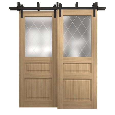 Sartodoors Sliding Closet Barn Bypass Doors 84 x 84 inches, Ego 5011 Natural Oak, Modern 8ft Rails Hardware S EGO5011BBB-SNA-8484