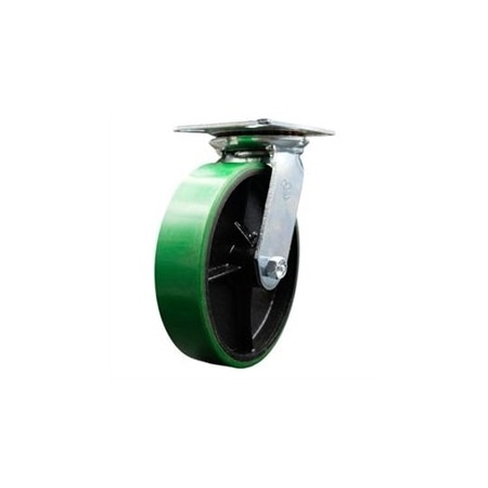 Service Caster 8 Inch Heavy Duty Green Poly on Cast Iron Swivel Caster with Ball Bearing SCC SCC-35S820-PUB-GB