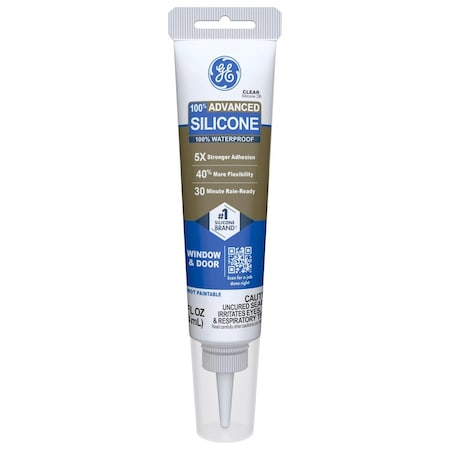 Ge Advanced Clear Silicone 2 Window and Door Sealant 2.8 oz 2810435