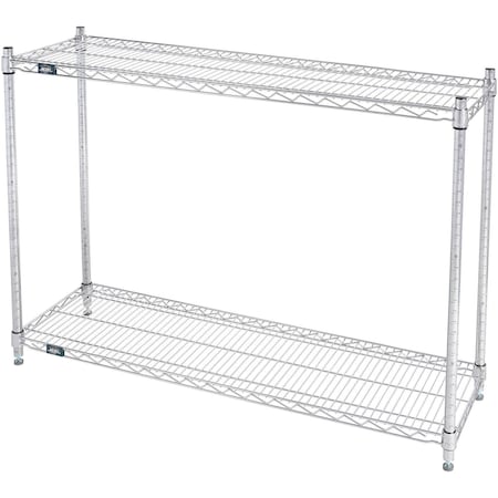 Global Industrial Nexel 2 Shelf, Stainless Steel Wire Shelving Unit, Starter, 48"W x 18"D x 34"H B3149606
