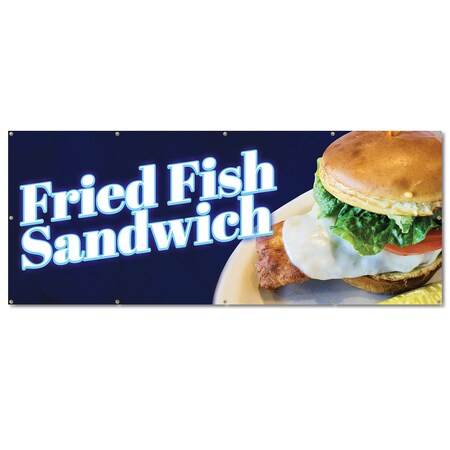Signmission Fried Fish Sandwich, 48 Inch, Banner B-120-30379