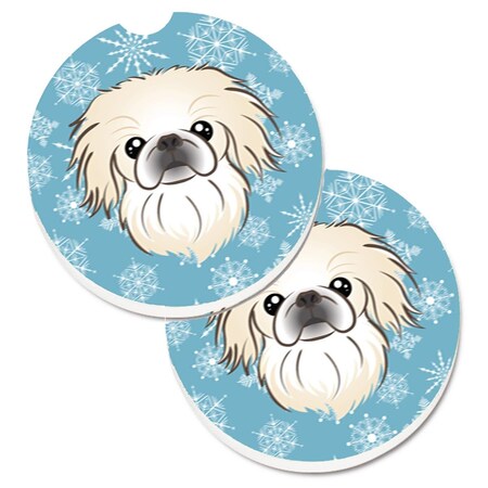 Carolines Treasures Snowflake Pekingese Set of 2 Cup Holder Car Coaster BB1655CARC