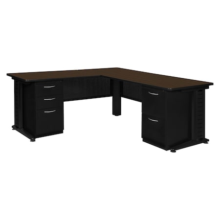 Regency Fusion Desk W/ Double Pedestal Drawer Unit, 72 in W X Wood, Metal, Neo Walnut MLD723042NW