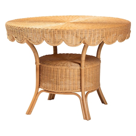 Bali & Pari Abena Bohemian Scalloped Light Honey Rattan Dining Table 258-14188-ZORO