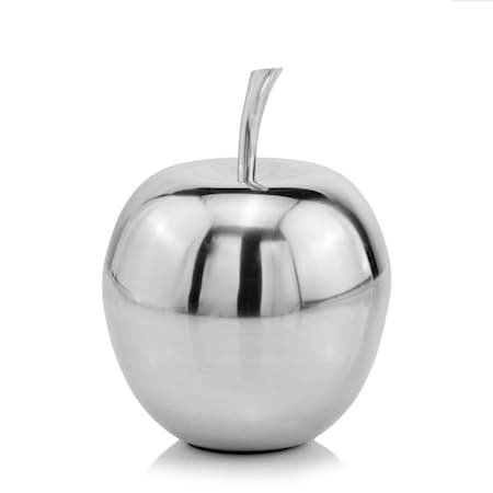 Homeroots 11" Silver Buffed Aluminum Decorative Apple Tabletop Sculpture 354621
