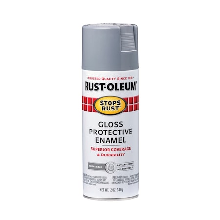 Rust-Oleum Spray Paint, Smoke Gray, Gloss, Solvent, 12 oz. 7786830