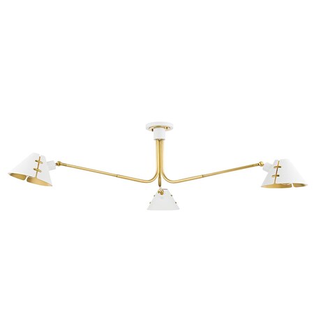 Hudson Valley Lighting Kelly Behun X Split 3 Light Semi Flush 62.5 In. Aged Brass/Soft White KBS1752803-AGB/SWH