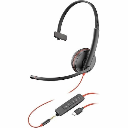 Hp Poly Blackwire 3215 Monaural USB-C Headset +3.5mm Plug +USB-C/A Adapter 8X227AA