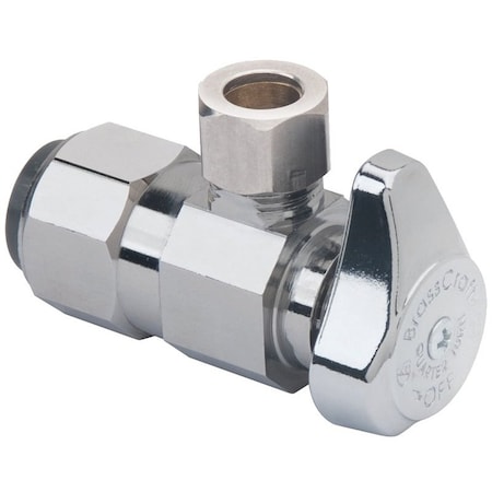 Brasscraft Stop Valve, 1/2 x 3/8 in Connection, Push-Connect x Compression, 125 psi Pressure, Brass Body G2PS19X CD