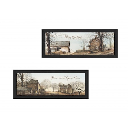 Homeroots Set Of Two Farms Black Framed Print Wall Art, 2PK 405645