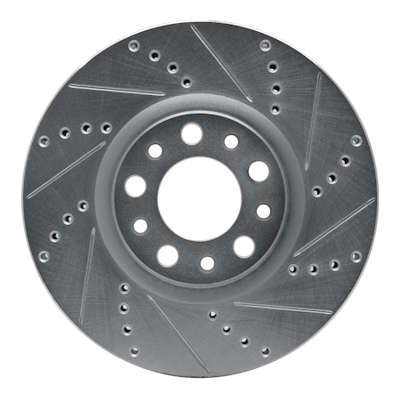 Dynamic Friction Co DFC Brake Rotor - Drilled and Slotted - Silver 631-39025R