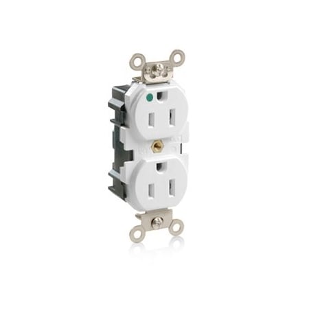 Leviton Lev-Lok Hospital Grade Duplex Receptacle, 15 Amp, 125 Volt M8200-W