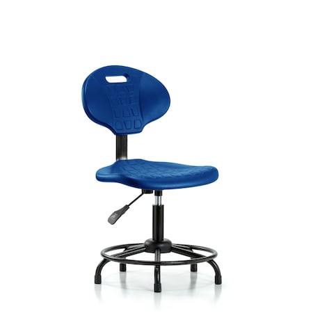 Blue Ridge Ergonomics Erie Poly Chair, Desk, Round Tube Base, Glides, Blue BR-TPDHCH-RT-A0-RG-BLU